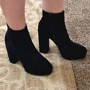 Black suede platform boots